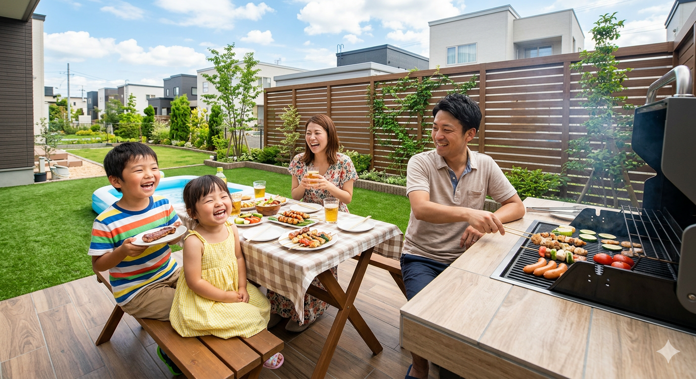 【子供の笑顔が弾ける！家族の「庭BBQ」レストラン】