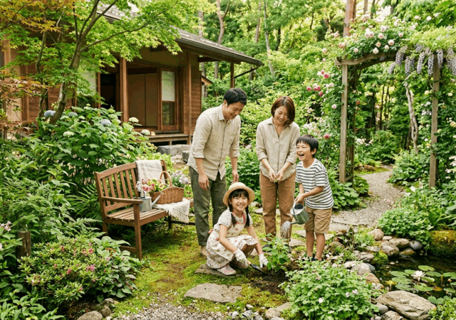 深呼吸したくなる庭。家族で育てる「小さな生態系」