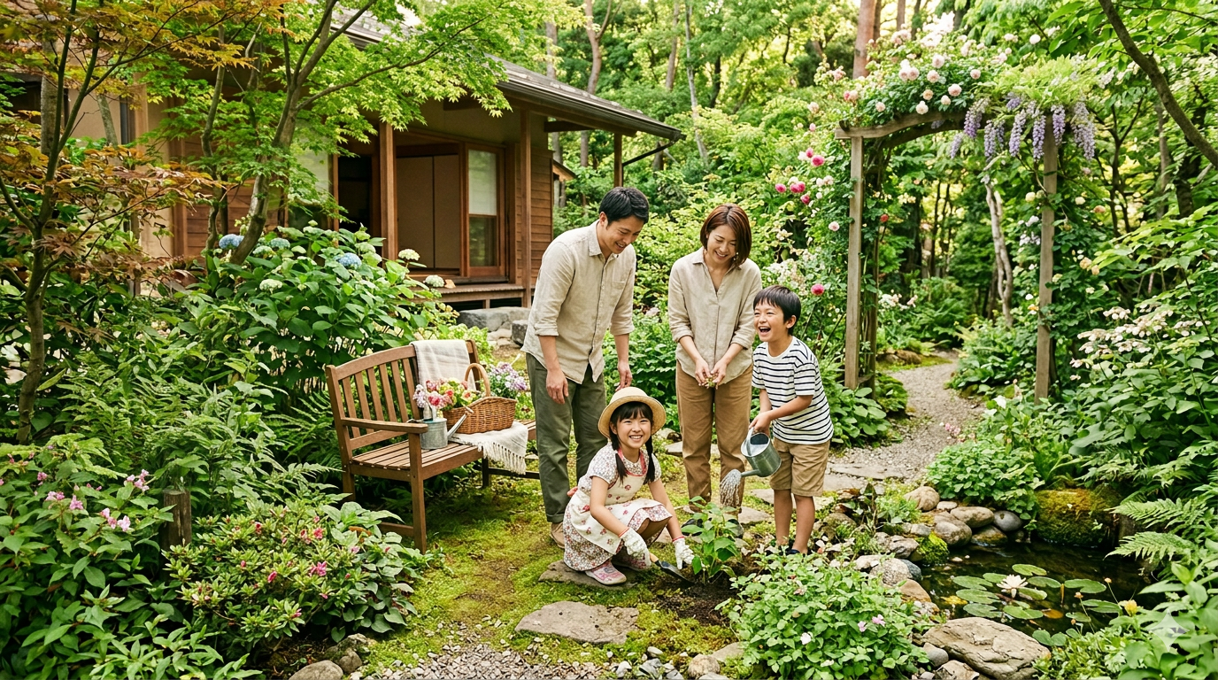 深呼吸したくなる庭。家族で育てる「小さな生態系」